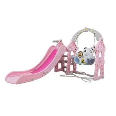 Imagem de Playground Infantil 3 em 1 Plástico Escorregador Balanço Cesta Lazer B