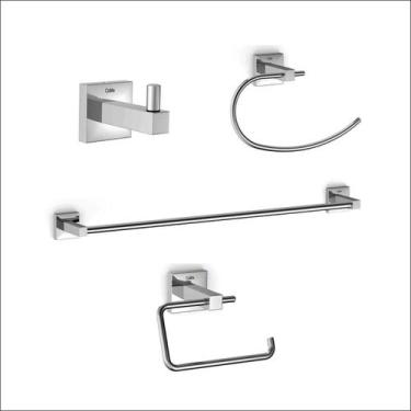 Imagem de Kit Acessorios 4 Pecas New Elite 60cm x 22cm x 8,6cm Cinza/Cromado - C