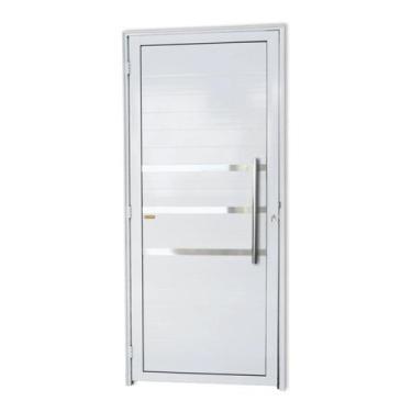 Imagem de Porta de Alumínio Lambri 210x80cm com Friso e Puxador Super Brimak Abe
