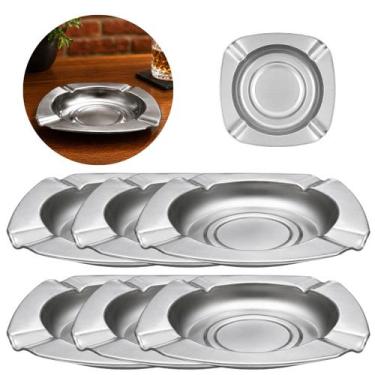 Imagem de 6 Cinzeiros Aço Inoxidável Premium 11,5cm Resistente - New Goods