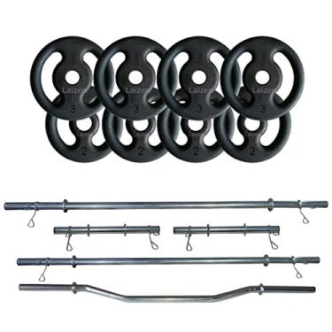 Imagem de Kit Anilhas 20kg + 2 Barras 40cm + Barra 160 + Barra 120 + W