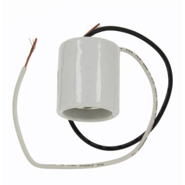 Imagem de Leviton Base média 10085, peça única, sem chave, incandescente, suporte de lâmpada de porcelana esmaltada, parafusos de montagem, circuito único, branco