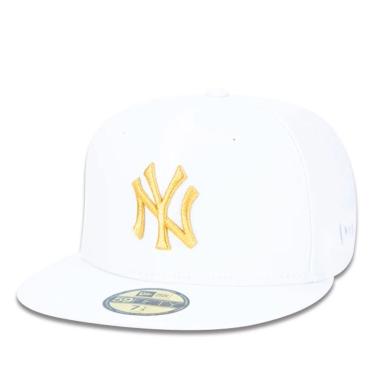 Imagem de Boné New Era 59fifty mlb New York Yankees Branco Dourado