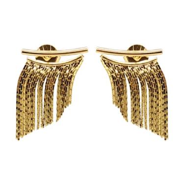 Imagem de Brinco Folheado a Ouro Fios Franja - Semijoia Fina