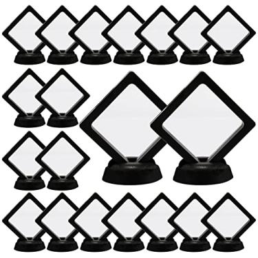 Imagem de Szehap Set of 20 Pcs 3D Floating Display Case, 2.75 x 2.75 x 0.8 Inch Black Coin Display Frame Stand Holder for Challenge Coins, Medallions, Jewelry, Specimen