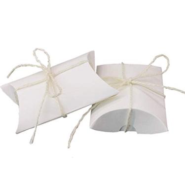 Imagem de Fronha de papel Kraft branca para doces caixa de presente de chocolate com juta para casamentos, chá de bebê, aniversário, festa, suprimentos (100 peças)