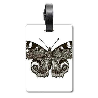 Imagem de Borboleta com asa escura cor escura etiqueta de bagagem cartão de bagagem pendurado etiqueta de etiqueta, Multicolorido.