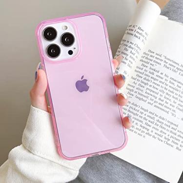 Imagem de Capa de telefone transparente colorida para iPhone 14 13 12 11 Pro Max XR XS X 8 7 Plus SE 3 Mini capa traseira de silicone macio, rosa, para iPhone13 Pro
