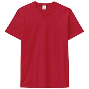 Imagem de Camiseta Tradicional Manga Curta Decote V Malwee Masculino, Vermelho Escuro, GG