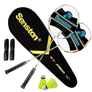Imagem de Senston Conjunto de 2 raquetes de badminton, raquetes de badminton com eixo de grafite, incluindo bolsa de badminton, 2 petecas de badminton, 2 pegadores de raquete