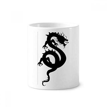 Imagem de Contorno de dragão chinês padrão chinês suporte de caneta escova de dentes caneca suporte de cerâmica copo lápis
