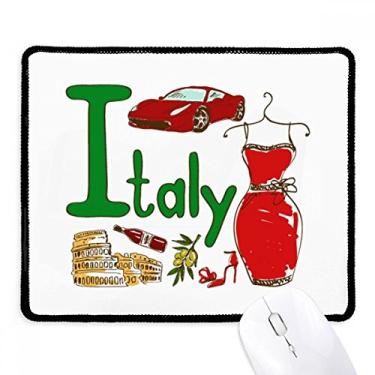 Imagem de Mousepad com estampa de marco nacional da Itália com bordas costuradas Tapete de borracha para jogos