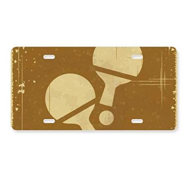 Imagem de DIYthinker Placa de carro com estampa de ilustração esportiva de tênis de mesa, acessório de aço inoxidável