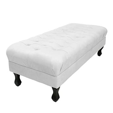Imagem de Puff Decorativo Retrô Luis Xv Captonê 1 Metro Suede Branco - LM DECOR