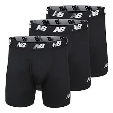 Imagem de New Balance Cueca Boxer Masculina Grande e Alta, 15 cm com Bolsa, Pacote com 3 Cuecas Big Man Boxers, Preto, XXX-Large