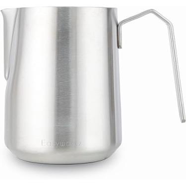 Imagem de Easyworkz Espresso Jarro Vaporizador Aço Inoxidável 600ml Jarro para Café Jarro para Leite Cappuccino Latte Art Copo, Prata Escovada