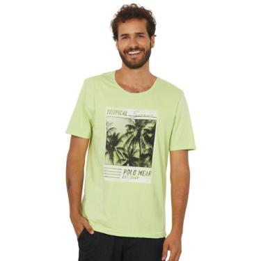 Imagem de Camiseta Masculina Estampa Tropical Polo Wear Verde Médio