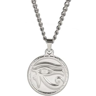 Imagem de Jude Jewelers Colar com pingente de aço inoxidável com símbolo de proteção do olho egípcio de Hórus, Metal, Zircônia cúbica