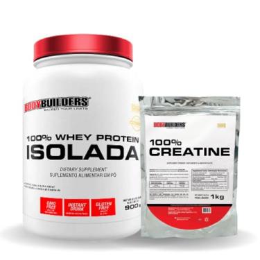 Imagem de Kit Whey Protein 100% Isolada 900g + 100% Creatina 1kg - Bodybuilders (Morango)
