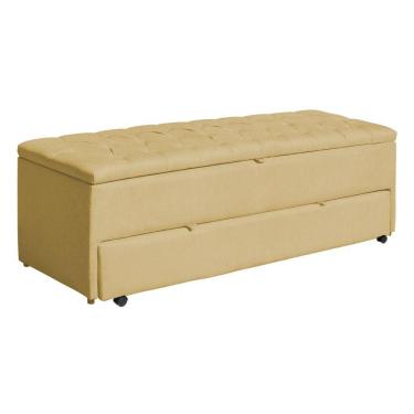 Imagem de Calçadeira Baú Sapateira Casal 140cm Ayla Suede Capitonê - Estopar