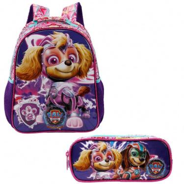 Imagem de Kit Mochila de Costas Paw Patrol Patrulha Canina Fillme Skye Rosa + Estojo Duplo Patrul...
