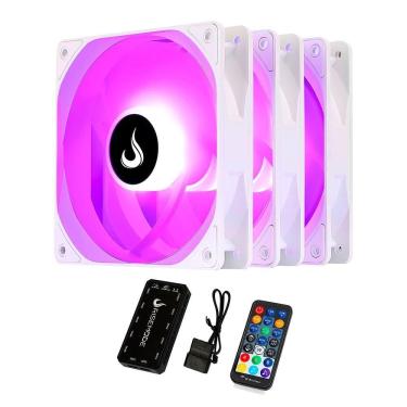 Imagem de Kit Cooler Fan Rise Mode 3x120mm RGB 12V Controladora Branco - RM-CF-02-RGB