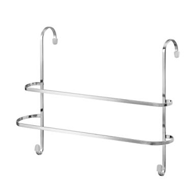 Imagem de Porta Toalha Duplo com 02 Ganchos Toalheiro Cromado Suporte para Box Sem Furo - Kit com 2 unidades