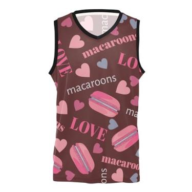 Imagem de KLL Camiseta de basquete masculina Love Macaroons Pink Athletic Basketball Team Scrimmage sem mangas masculina para homens e, Love Macaroons rosa, P