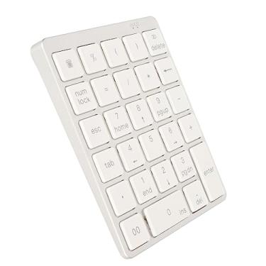 Imagem de TOPINCN Mini teclado numérico, teclado numérico com fio de 28 teclas, liga de alumínio nítida fina para computador (branco prata)