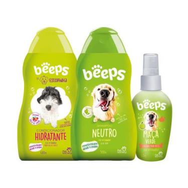 Imagem de Kit Shampoo Condicionador E Colônia Para Pet Maçã Verde Beeps - Pet So