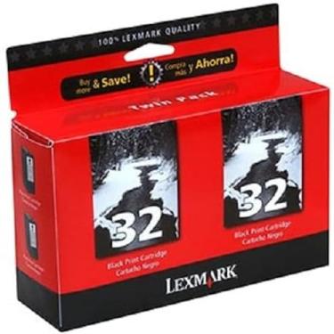 Imagem de Cartuchos de tinta Lexmark 18C0533 32 P15 P4330 P6250 P6350 X3330 X5250 X7170 X7300 (preto, pacote com 2) em embalagem de varejo