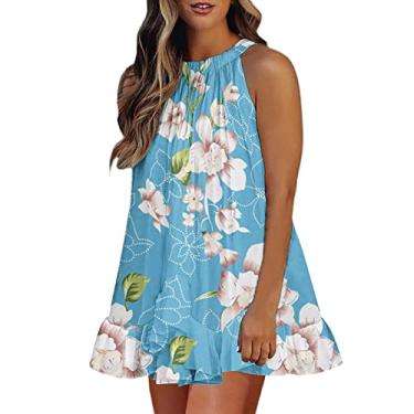 Imagem de Vestido feminino de verão plus size mini vestido sexy ombro de fora vestido de verão vestido de festa casual, Azul, GG
