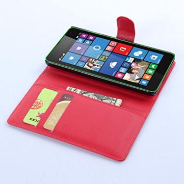 Imagem de Capa para Microsoft Nokia Lumia 535 – Capa carteira flip de couro PU de alta qualidade para Microsoft Nokia Lumia 535, capa de proteção de telefone estilo empresarial, capa com [compartimentos para