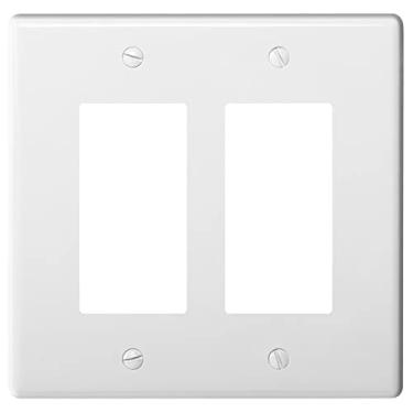 Imagem de Placas de parede decoradoras de 2 gangues para interruptores de luz, interruptor inteligente, reguladores, GFCI, receptáculo, tomada USB, tamanho médio, 2 gangs 12,4 x 12,5 cm (tamanho médio, pacote