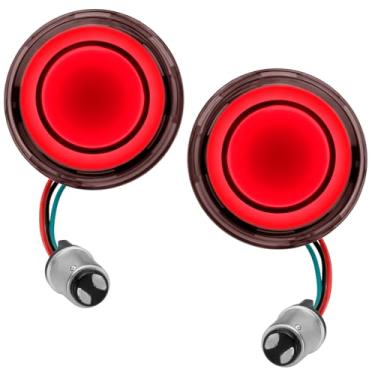 Imagem de VG MOTO Luz de seta de LED para motocicleta 1157 luzes de seta dianteiras traseiras lentes fumê de 5 cm compatíveis com Harley Softail Touring Dyna Fat Boy Sportster Road King Street Glide Electra Glide