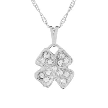 Imagem de Colar Trevo com Strass 15mm - Sunshine Cristais Cor:Prata