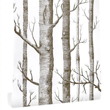 Imagem de Micpolo Papel de parede de bétula de 45 cm x 1928 cm, papel de parede branco e marrom para quarto, banheiro, papel de contato para armários, papel de parede removível autoadesivo para locatário,