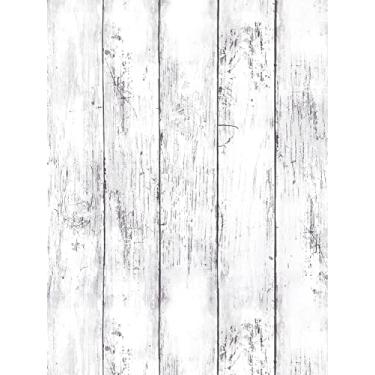 Imagem de Papel de parede de madeira cinza branco papel de parede Shiplap Peel and Stick 45 x 499.9 cm papel de contato com prancha de madeira branca papel de parede para descascar e colar papel de parede