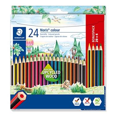 Imagem de STAEDTLER Lápis de Cor Noris Hexagonal 20 + 4 Cores - 185 C24P - Cores Vivas, Alta Resistência à Quebra, Madeira Sustentável – Ideal para Uso Escolar