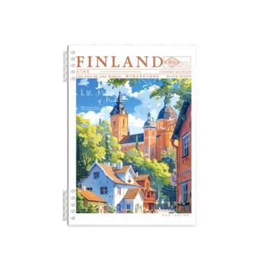 Imagem de Joucien Caderno de folhas soltas paisagem estilo europeu de 10 furos com grade horizontal espessa e bloco de notas destacável - castelo (A5/60 fotos/estilo horizontal)