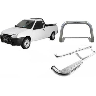 Imagem de Kit Quebra Mato Estribo Chapa Courier Cromado - HOZZ