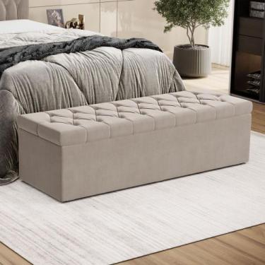 Imagem de Calçadeira Decorativa Estofada Sagitarius 195 para Cama King Sued Bege