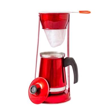 Imagem de Bule Com Mancebo Coador De Cafe Retro em Alumínio - Colorido - Global 