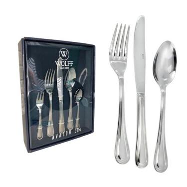 Imagem de Faqueiro Avalon Wolff 30 Peças Aço Inox Luxo Jantar, Inox, 30 Peças