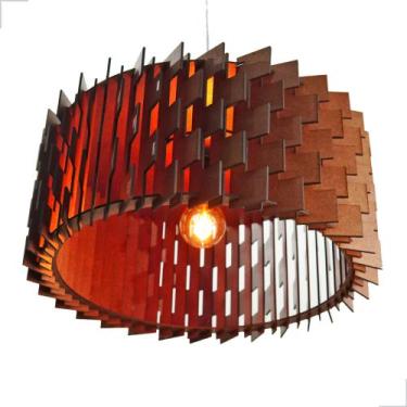 Imagem de Pendente De Teto Lustre Grande Desconstruído P/ Sala Em Madeira Mdf De
