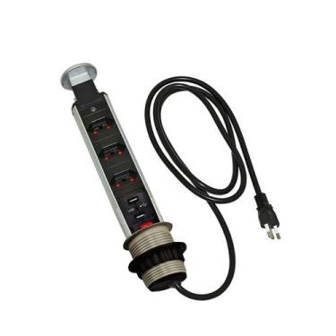 Imagem de Torre Multiplug Retrátil Com 3 Tomada E 2 Usb Embutir - Kzi - Kazalind