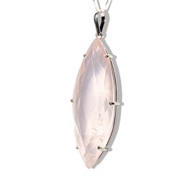 Imagem de Colar Cristal Gigante Navete Facetado Garra Prata 950