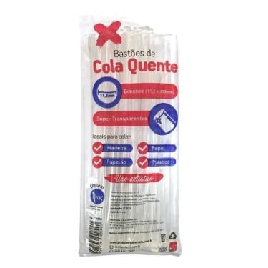 Imagem de Cola Quente Bastão Grosso 11mm Pacote 01kg Transparente 35un - Make+