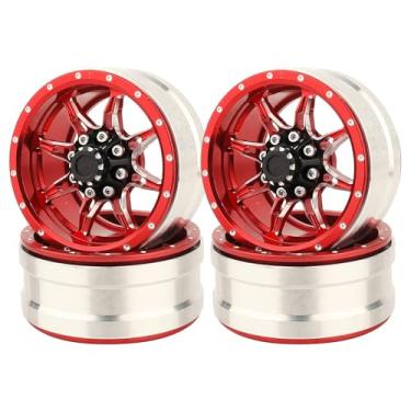 Imagem de RZXYLRC 1.9 inch Metal Beadlock Wheel Rims Hubs for Axial SCX10 I II III 90046 SCX10 PRO Capra TRX4 RC4WD D90 1/10 RC Rock Car Crawler Upgrade Part (red)