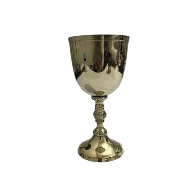 Imagem de Morcomart Taça de cálice de vinho de latão, luxuosa, temática gótica, dourada, cálice de inspiração medieval Arthur King